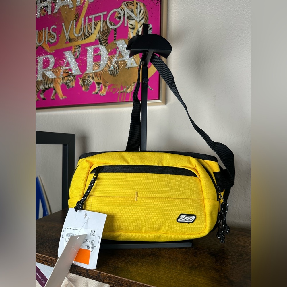 NWT MSGM Yellow and Black Belt Bag